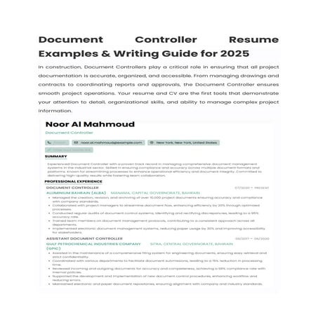 Document Controller Resume Examples & Writing Guide for 2025
