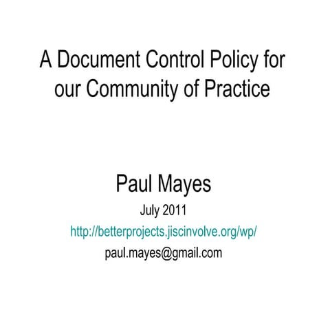 Document control policy for project teams