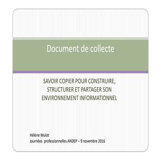 Document de collecte : savoir copie...