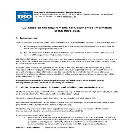 Iso 9001 2015 documented information guidlines | PPT