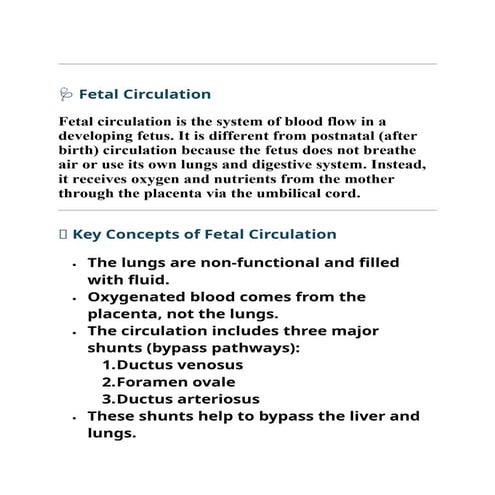 Document (Fetal circulation ).docx related to pediatric | DOCX