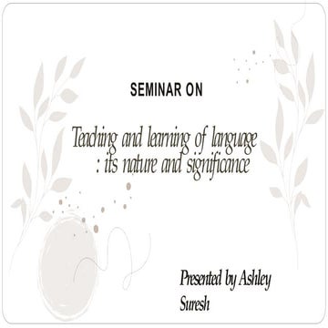 Teaching and learning on it's significance