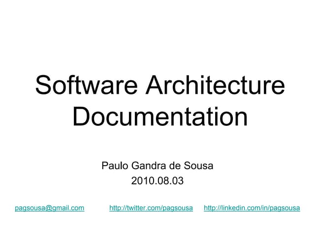 Documenting Software Architectures
