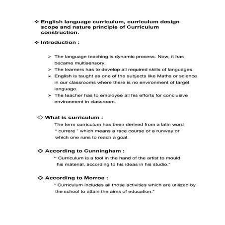 English Language curriculum