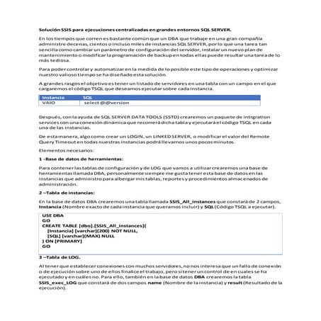 Paquete SSIS para administración SQL centralizada