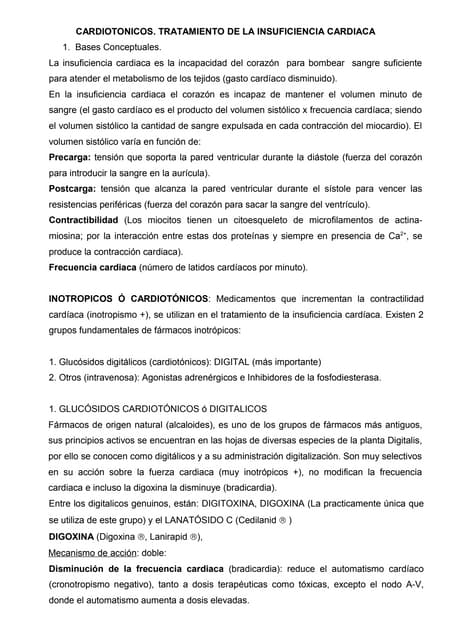 INOTROPICOS farmacología clasificación y función | PDF | Heart and ...
