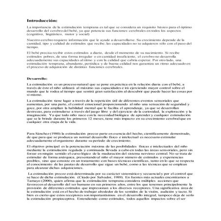 Ensayo de la estimulación temprana