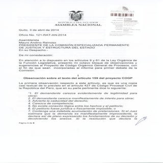 Octavo bloque de observaciones al p...