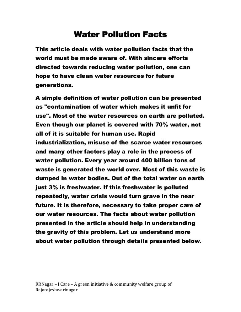 Document on water pollution