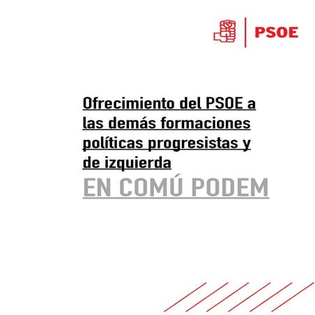 Oferta PSOE a partidos izquierda En Comú Podem