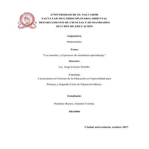 Los murales en el proceso de enseñanza aprendizaje