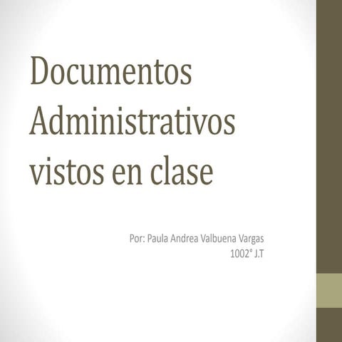 Producción de Documentos administrativos vistos en clase 