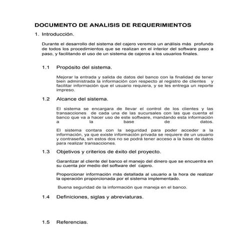 Documentos de analisis de requerimientos