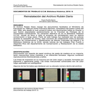 Reinstalación del Archivo Rubén Dario