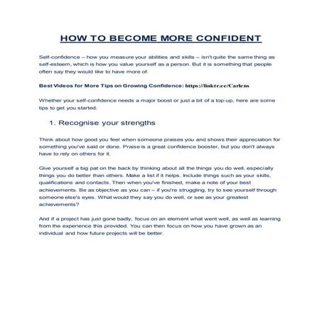  HOW TO BECOME MORE CONFIDENT