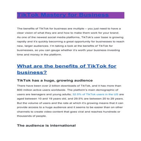 TikTok Mastery for Business