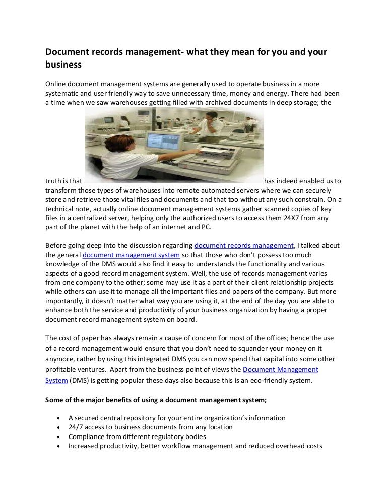 Document Records Management What They Mean For You And Your Business