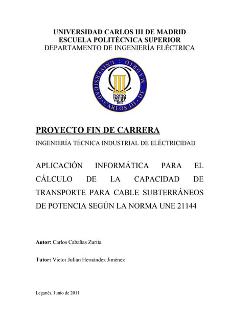 APLICACIÓN INFORMÁTICA PARA EL CÁLCULO DE LA CAPACIDAD DE TRANSPORTE PARA CAB...