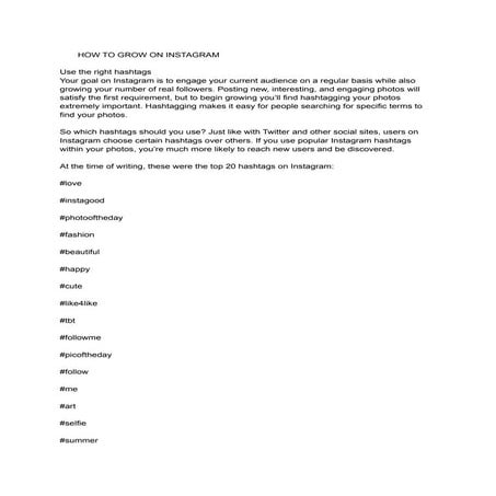 HOW TO GROW ON INSTAGRAM