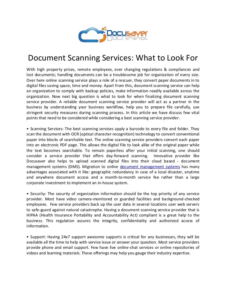 Document Scanning Services What to Look For