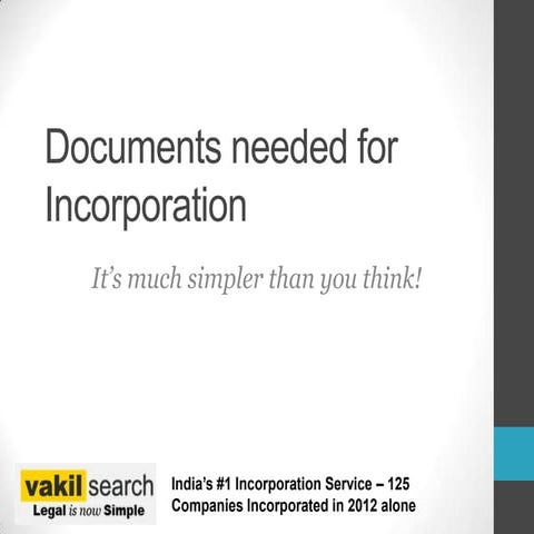 Documents needed for company incorporation