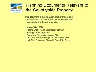 Planning documents relevant to Countryside