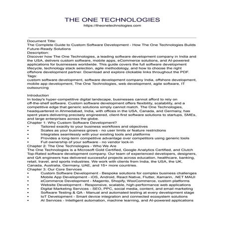 The Complete Guide to Custom Software Development by The One ...