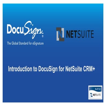 DocuSign for NetSuite CRM webinar