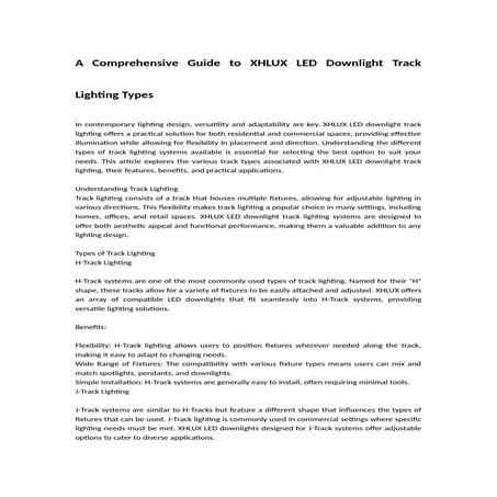 A Comprehensive Guide to XHLUX LED Downlight Track Lighting Types | DOCX