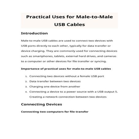 Practical Uses for Male-to-Male USB Cables | DOCX