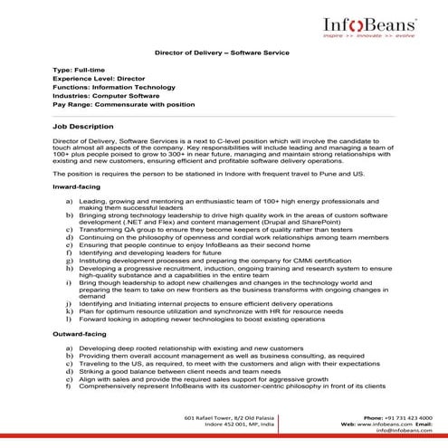 Director of Delivery - job description