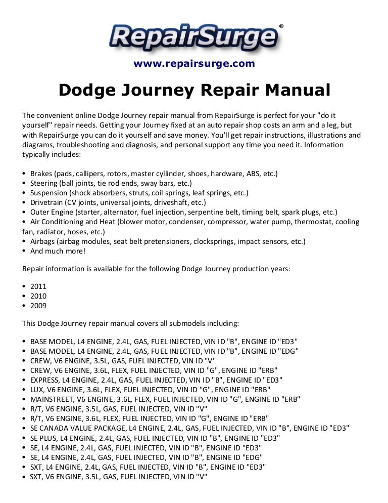 Dodge Journey Repair Manual 2009-2011