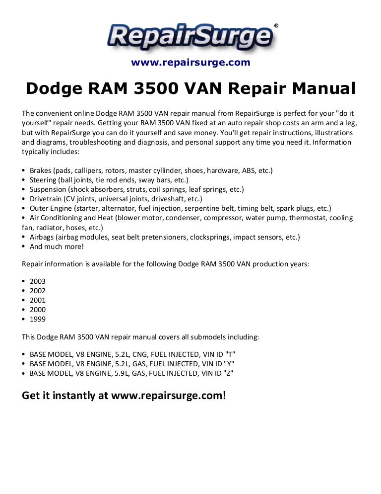 2003 dodge ram 3500 van