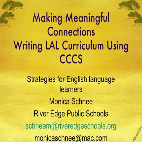 Making Meaningful Connections Writing LA Curriculum Using CCCS - Strategies f...