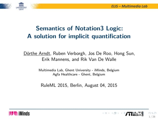 RuleML 2015: Semantics of Notation3 Logic: A Solution for Implicit Quantifica...