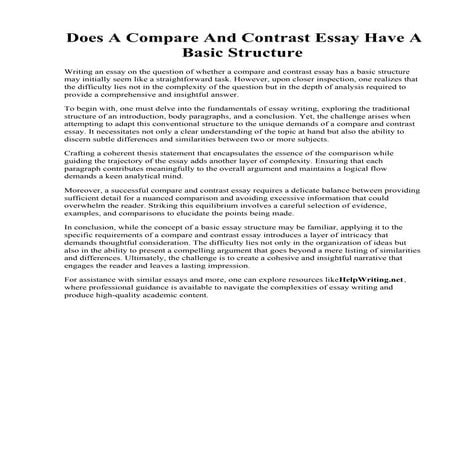 Does A Compare And Contrast Essay Have A Basic Structure