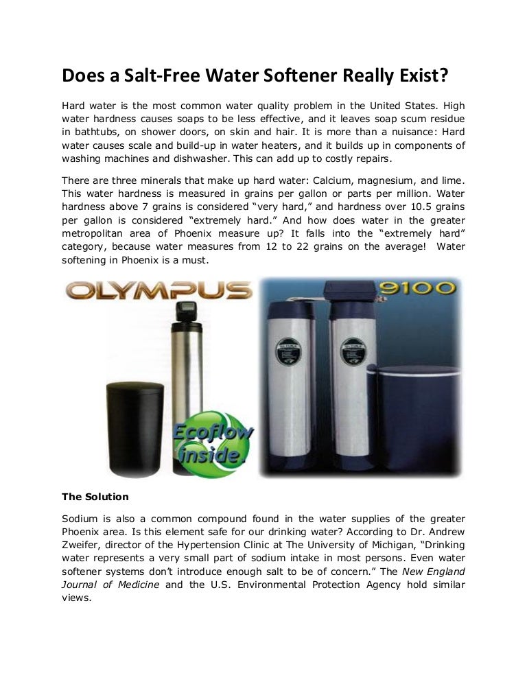 Does a salt free water softener really exist