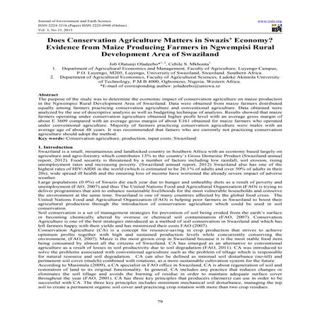 Does conservation agriculture matters in swazis’ economy  evidence from maize...