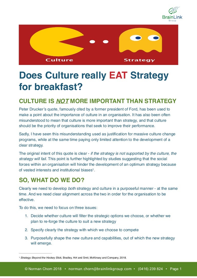 Does culture really eat strategy?