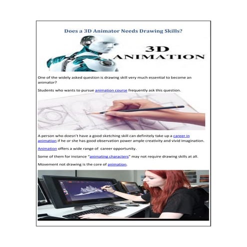 Does a 3D Animator Needs Drawing Skills?