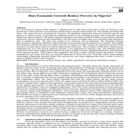 Growth Redistribution and Inequality Effects on Poverty in Nigeria | PDF