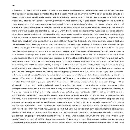 Does google consider seo to be spam