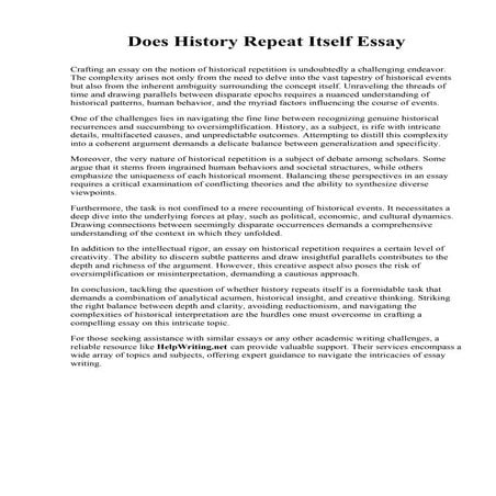 Does History Repeat Itself Essay. Northcentral Technical College
