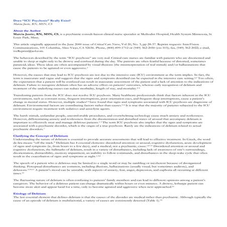 Does “icu psychosis” really exist