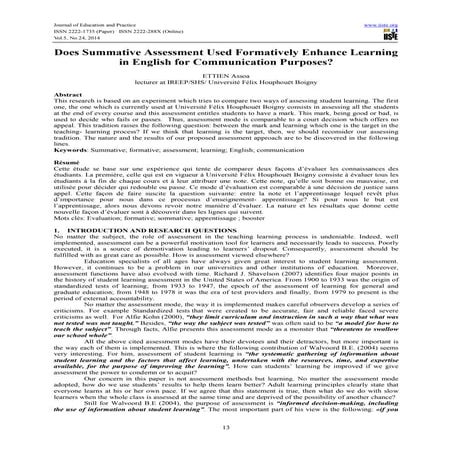 Does summative assessment used formatively enhance learning in english for co...