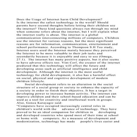 Does the Usage of Internet harm Child DevelopmentIs the interne.docx
