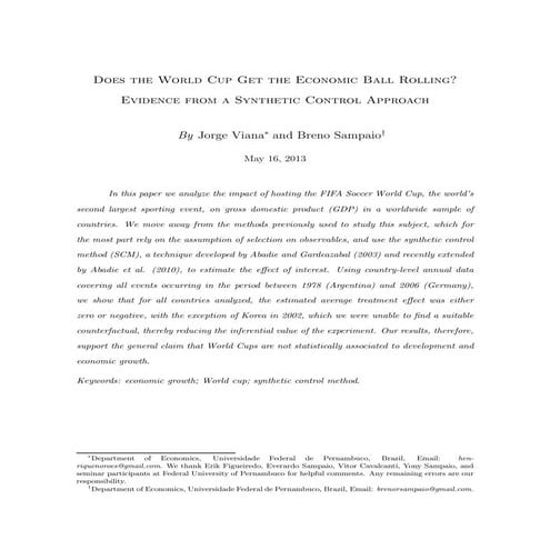 Does the world cup get the economic ball rolling