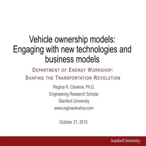DOE Workshop: Shaping the Transportation Revolution