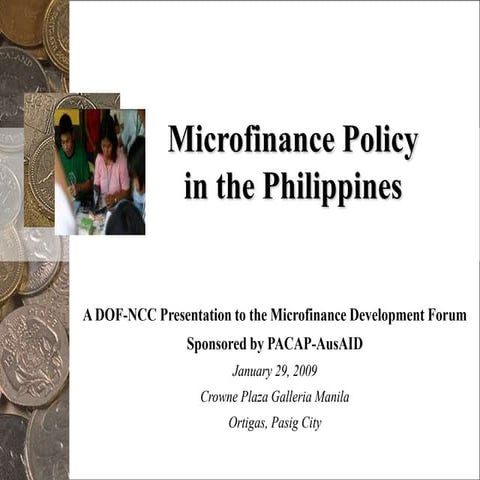 Microfinance Policy in the Philippines