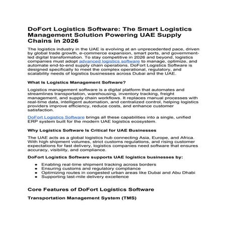 Shipping And Logistics in The UAE – Trends Shaping The Future | PDF